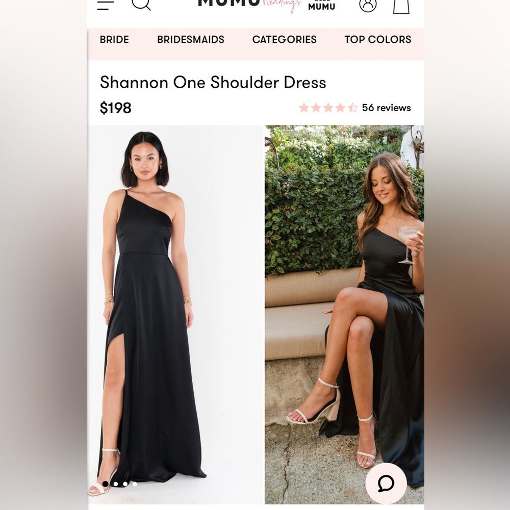 Black satin Maxi bridesmaid dress